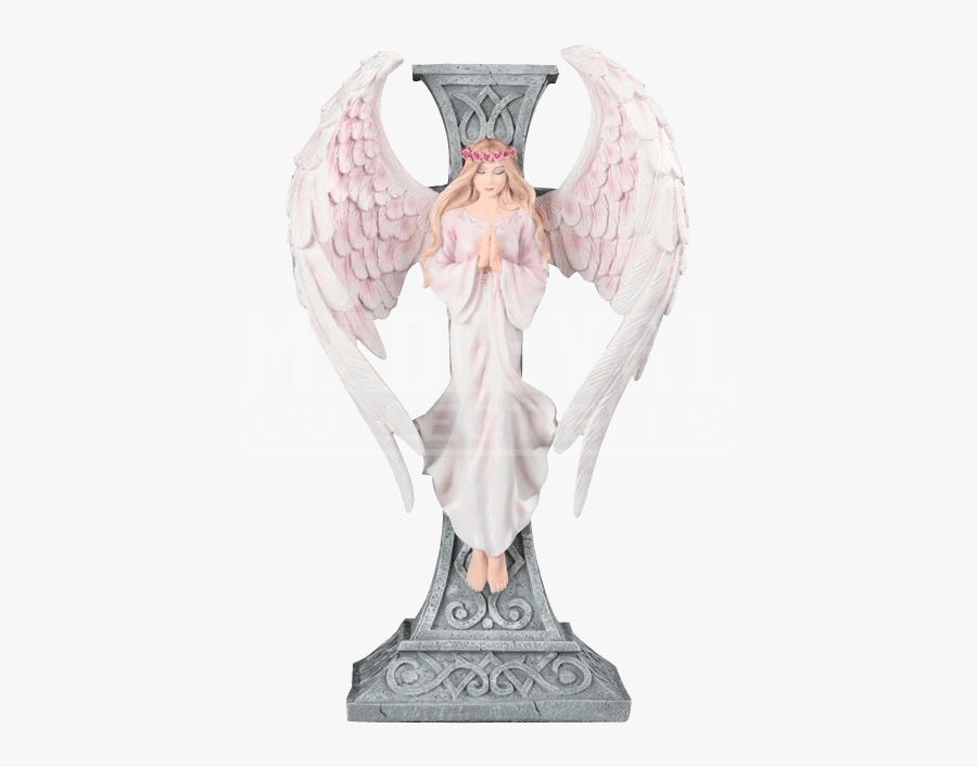 Angel Statue Figurine Cross Prayer - Figurine, Transparent Clipart