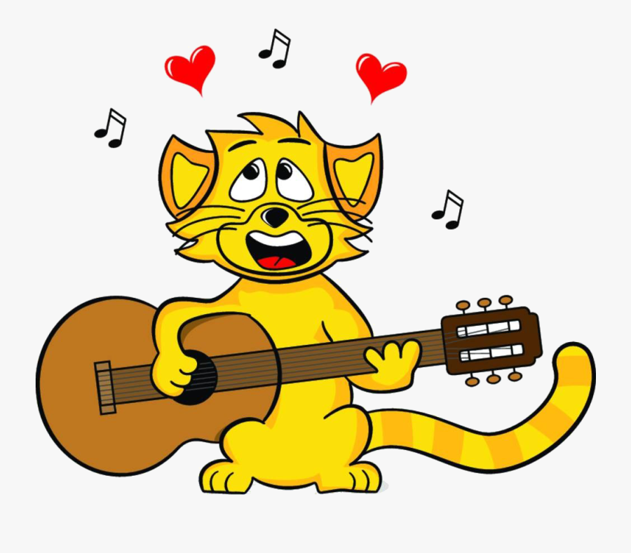 Clip Art Drawing Royalty Free Clip - Cat Playing Guitar Clipart , Free