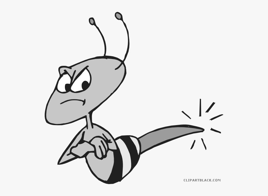 Angry Bee Animal Free Black White Clipart Images Clipartblack - Cartoon Bees, Transparent Clipart