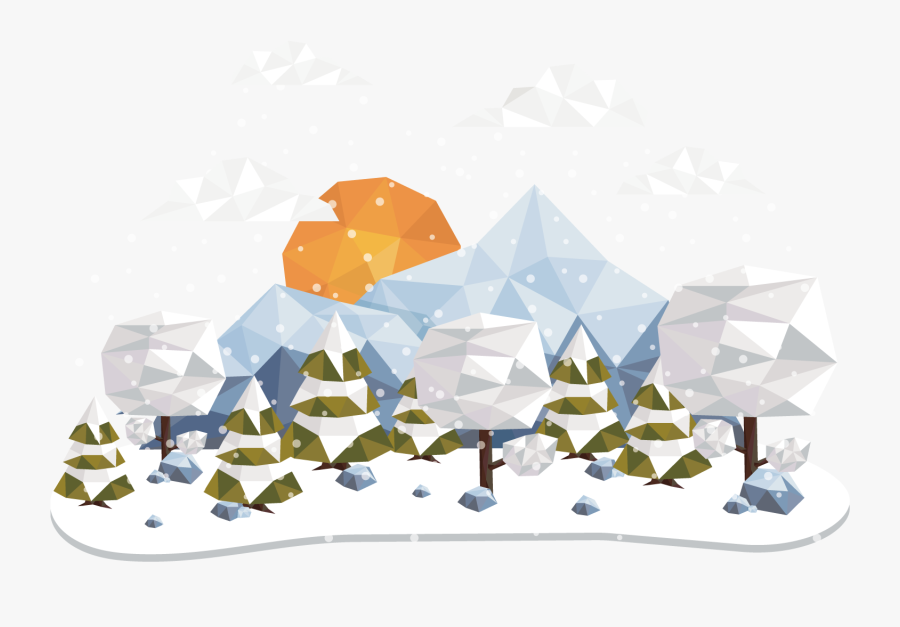 Clip Art Polygon Computer Winter Landscape - Polygon Style Landscape, Transparent Clipart