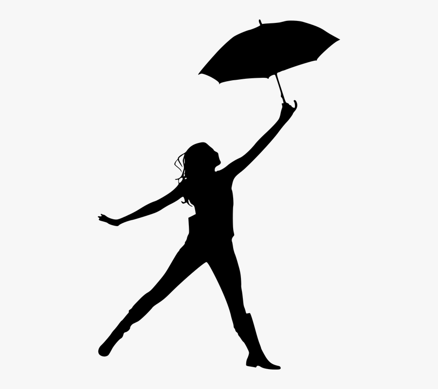 Transparent Silueta De Mujer Png - Silhouettes Of Girl Holding Umbrella, Transparent Clipart