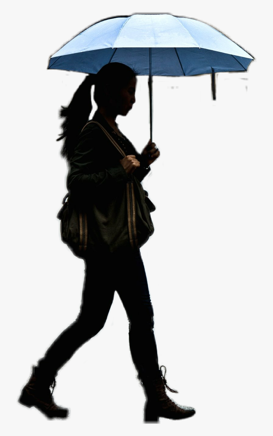 #girl #walking #silhouette #umbrella - Rain, Transparent Clipart