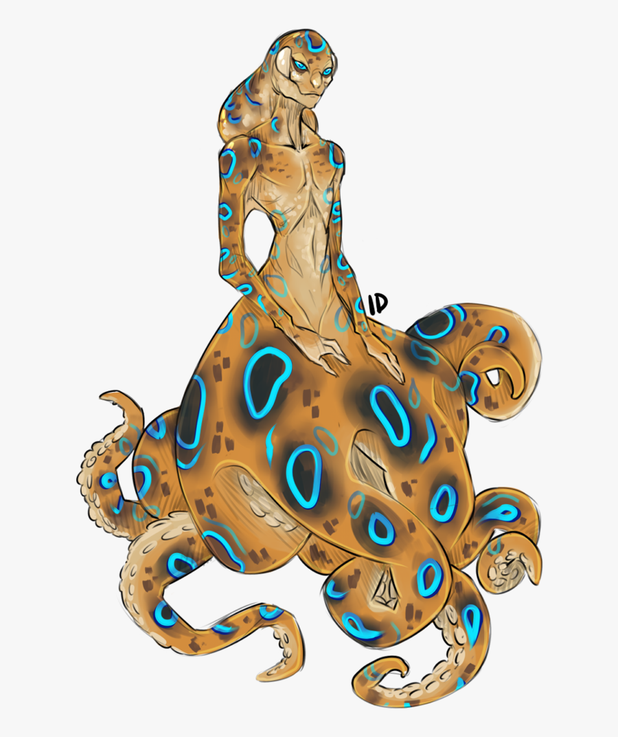 Drawn Octopus Blue Ringed Octopus - Blue Ringed Octopus Illustration, Transparent Clipart
