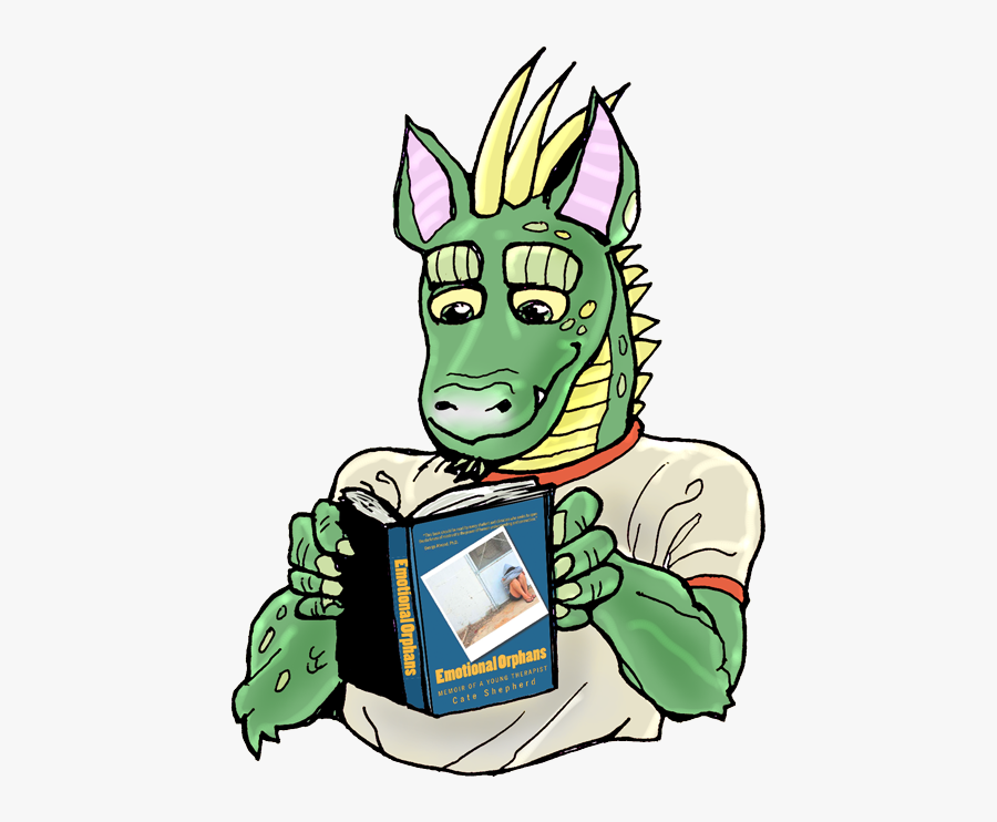 Art Of Raif And Max The Dragon Reading The Book Emotional - Cartoon, Transparent Clipart