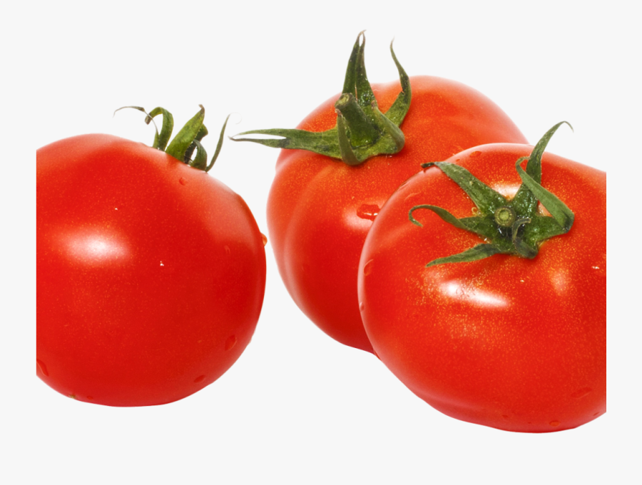 Three Tomatoes With Green Leaves Png Image - Tomato Png, Transparent Clipart