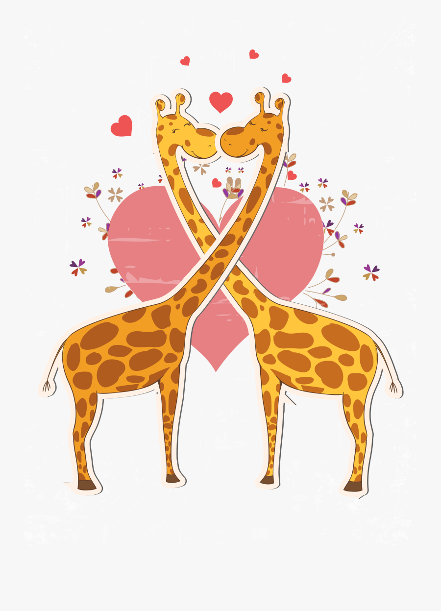 Valentines Day Northern Giraffe Greeting Card Gift - Giraffe Valentines, Transparent Clipart