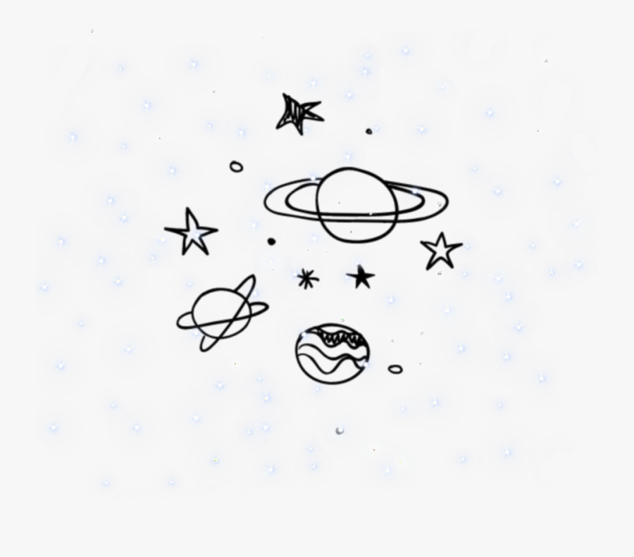 #galaxy #space #background #overlay #aesthetic #icon - Stars And Planets Black And White, Transparent Clipart