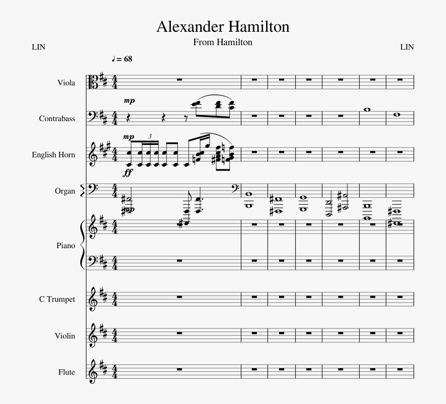 3554186 Alexander Hamilton - Sheet Music, Transparent Clipart