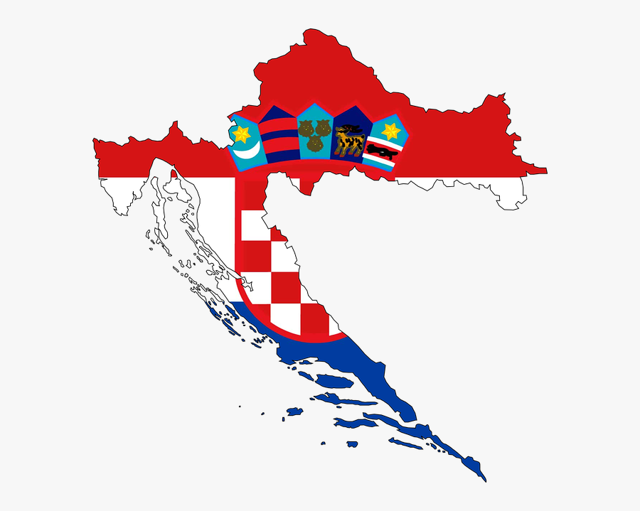 Transparent Objection Png - Croatia Map With Flag, Transparent Clipart