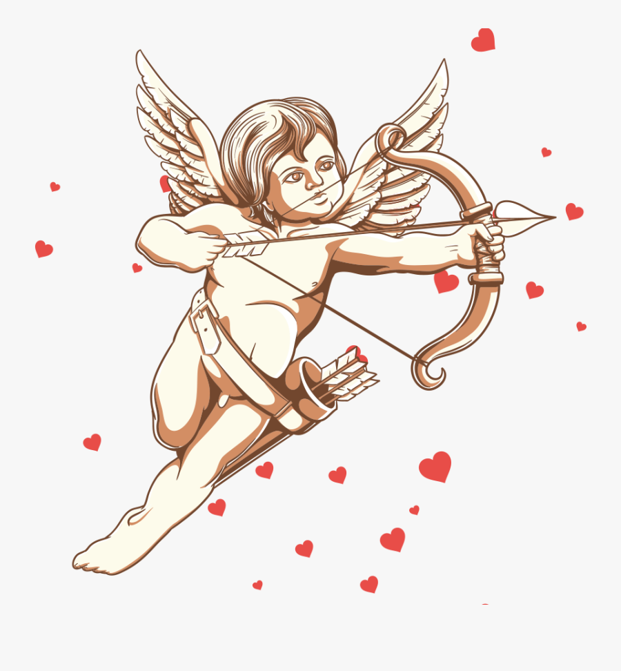 Clip Art Collection Of Free Cupid - Cherub With Bow And Arrow, Transparent Clipart