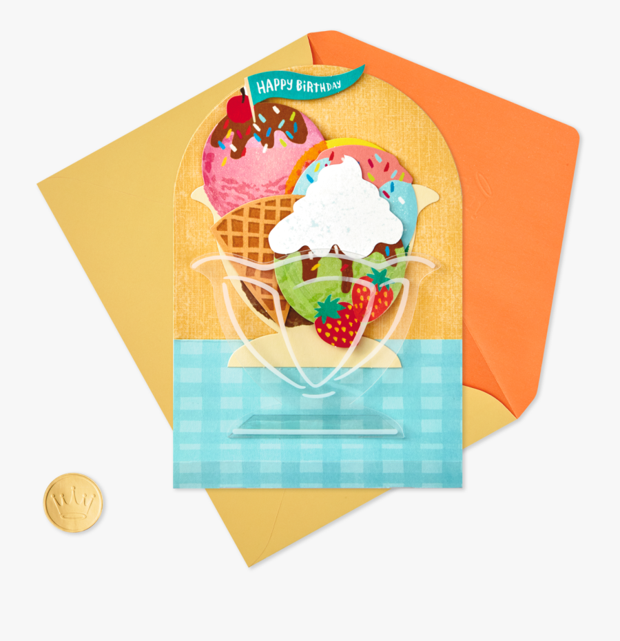 Ice Cream Sundae Pop Up Birthday Card Clipart , Png, Transparent Clipart