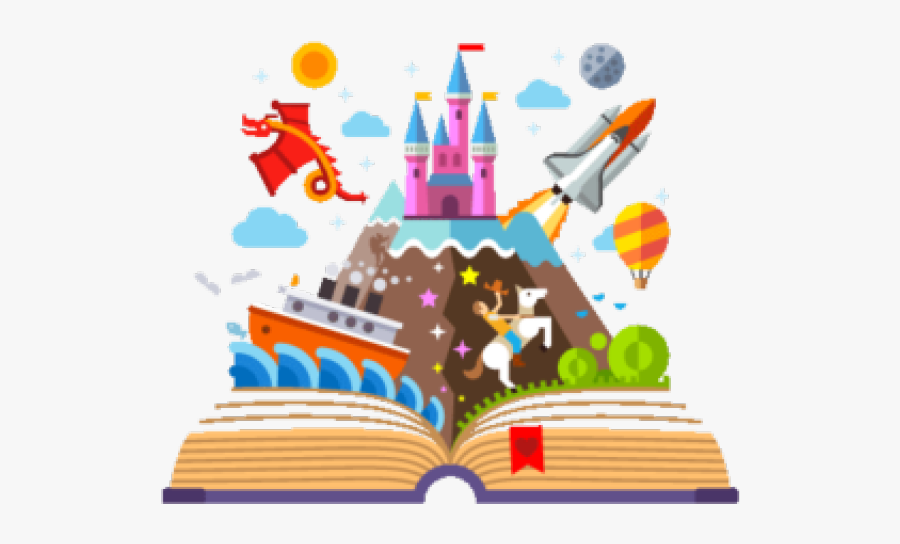 Storyteller Cliparts - Open Book Imagination, Transparent Clipart