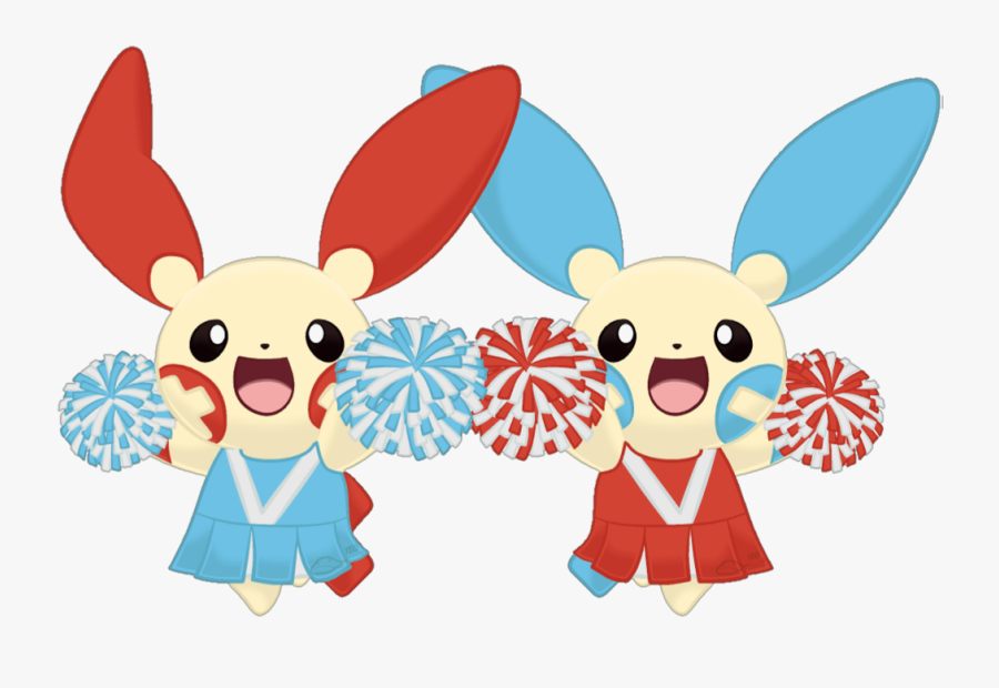 #sccheerleader #cheerleader #anime #pokemon #cute #colorful - Plusle And Minun Cheerleaders, Transparent Clipart