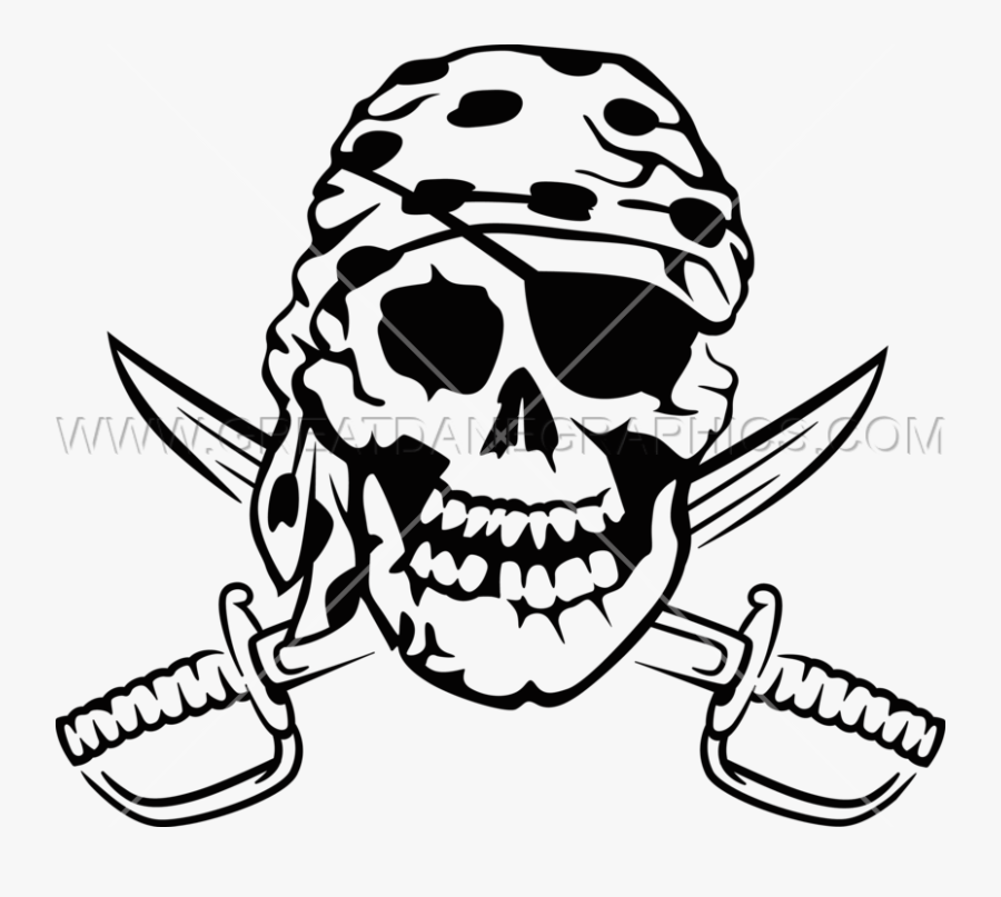 Clipart Skull Bandana - Gambar Tengkorak Hitam Putih, Transparent Clipart