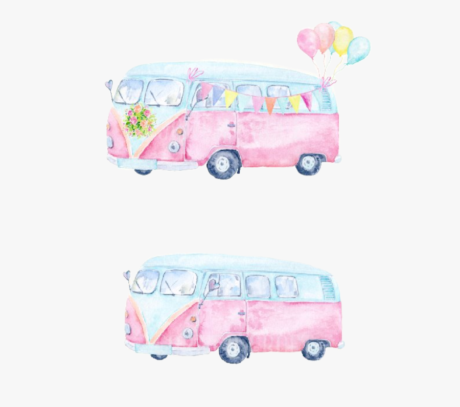 #watercolor #handpainted #volkswagen #volkswagenbus - Volkswagen Type 2, Transparent Clipart