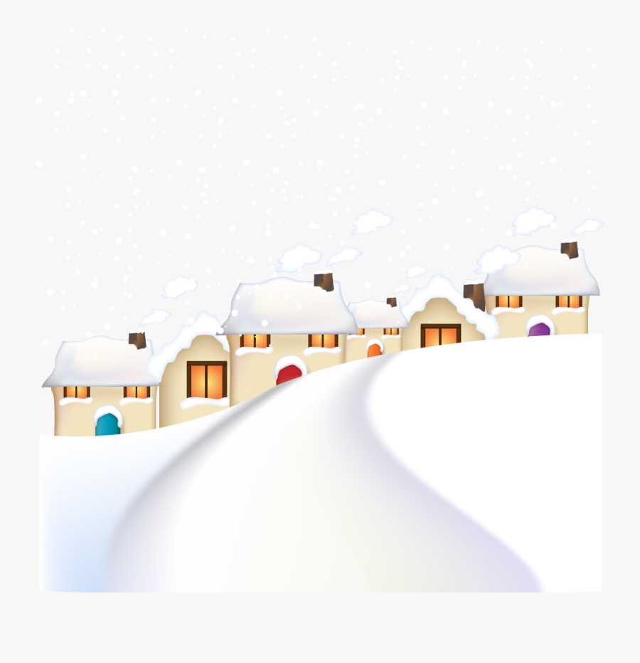 Clip Art Christmas Village Background - Snow, Transparent Clipart