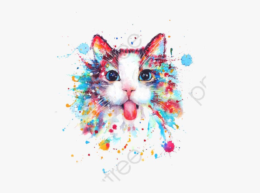 Cat Clipart Watercolor - Gato Aquarela Png, Transparent Clipart