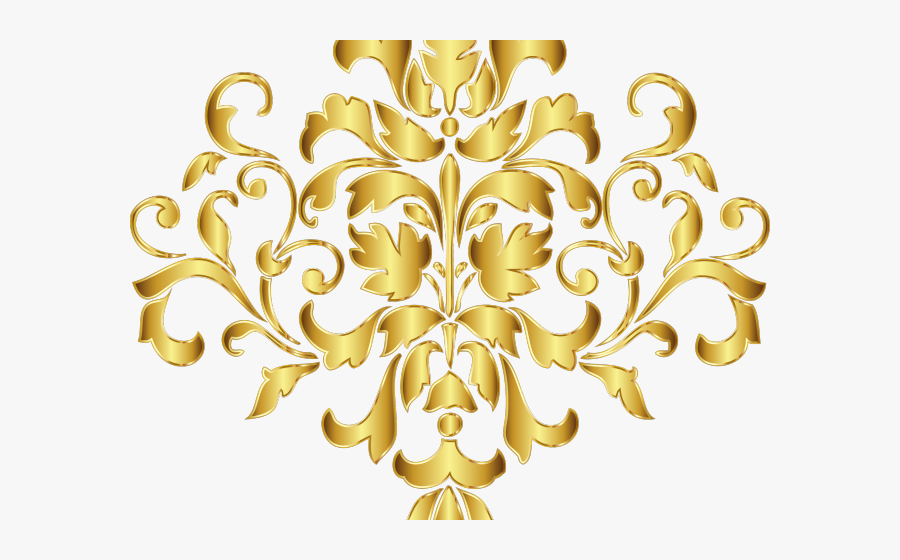 Flourish Clipart Gold Damask - Gold Design Transparent Background, Transparent Clipart