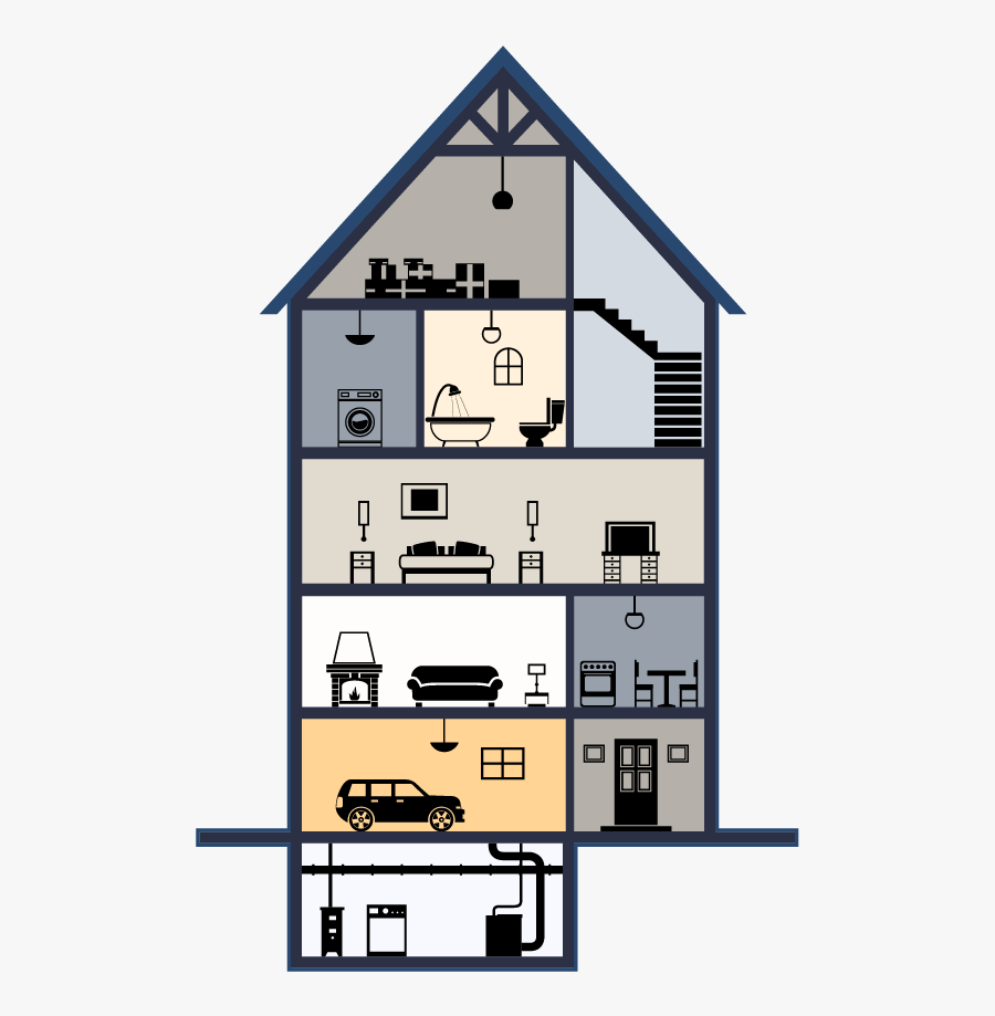 House Cross Section - Cross Section Elevated Of House, Transparent Clipart