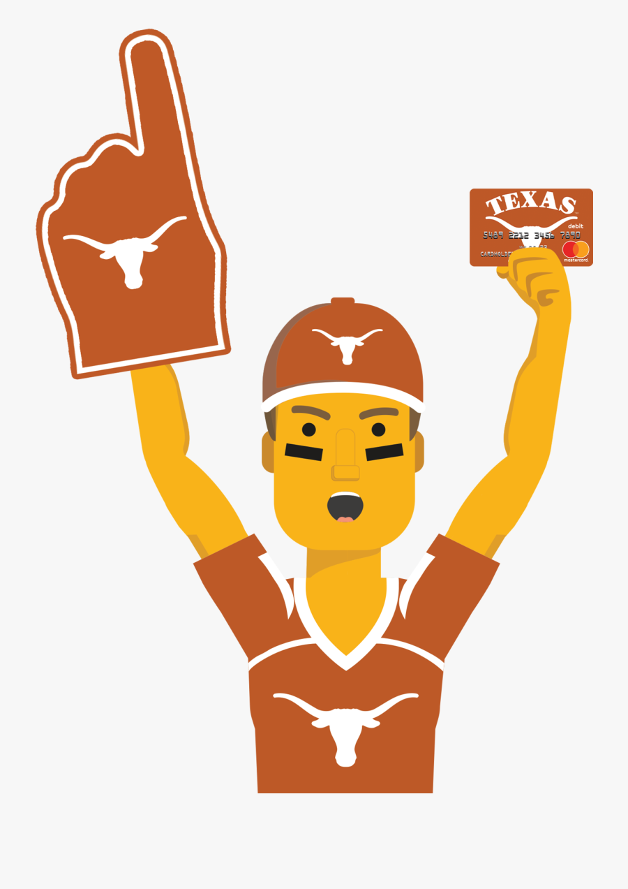 Texas Ultimate Fan Holding The Texas Fancard Prepaid - Texas Longhorns, Transparent Clipart