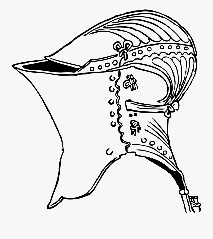 Helm After Durer Black White Line Art 555px - Knight Helmet Drawing, Transparent Clipart