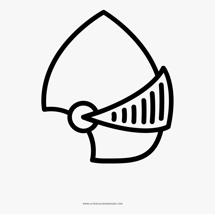 Knight Helmet Coloring Page - Line Art, Transparent Clipart
