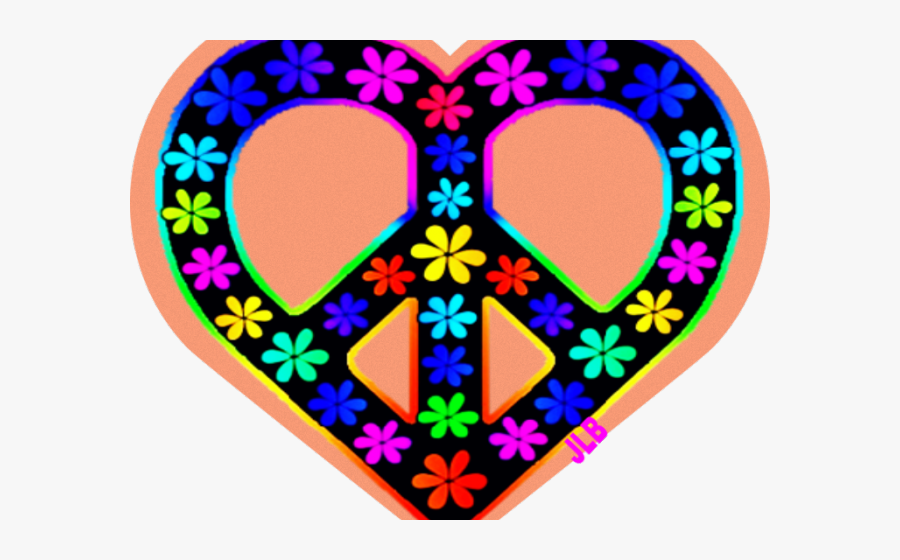 Hippie Clipart Trippy - Heart Peace Sign Flower, Transparent Clipart