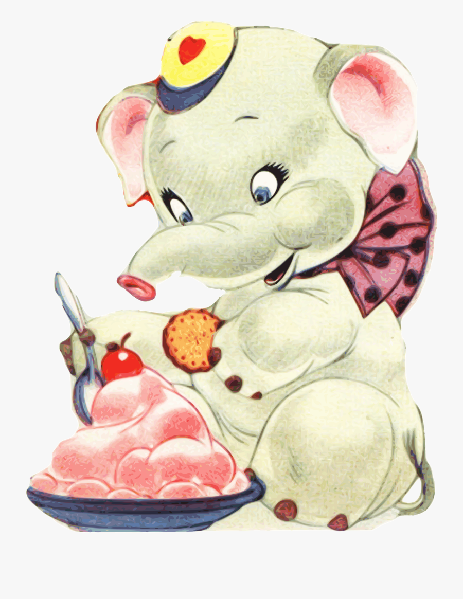 Transparent Cute Animals Png - Elephant Eating Ice Cream, Transparent Clipart