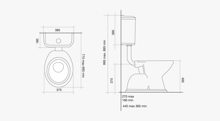 Posh Canterbury Low Level Toilet Suite With Oak Cherry - Technical Drawing, Transparent Clipart