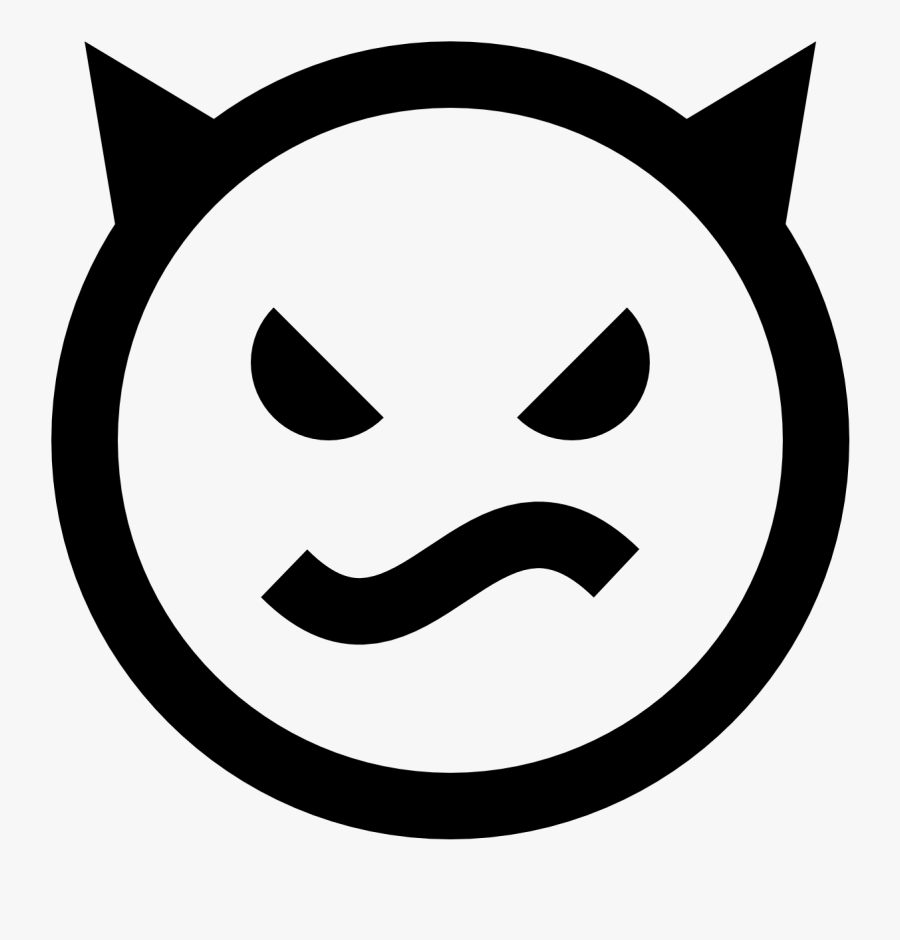 Evil Smiley Face Clip Art - Angry Icon Black Transparent Background, Transparent Clipart