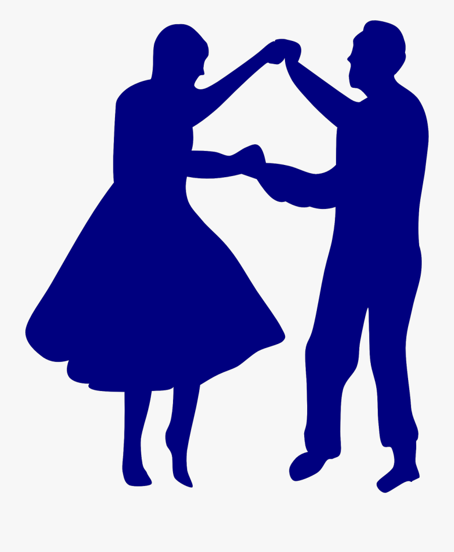 Old Couple Dancing Silhouette, Transparent Clipart