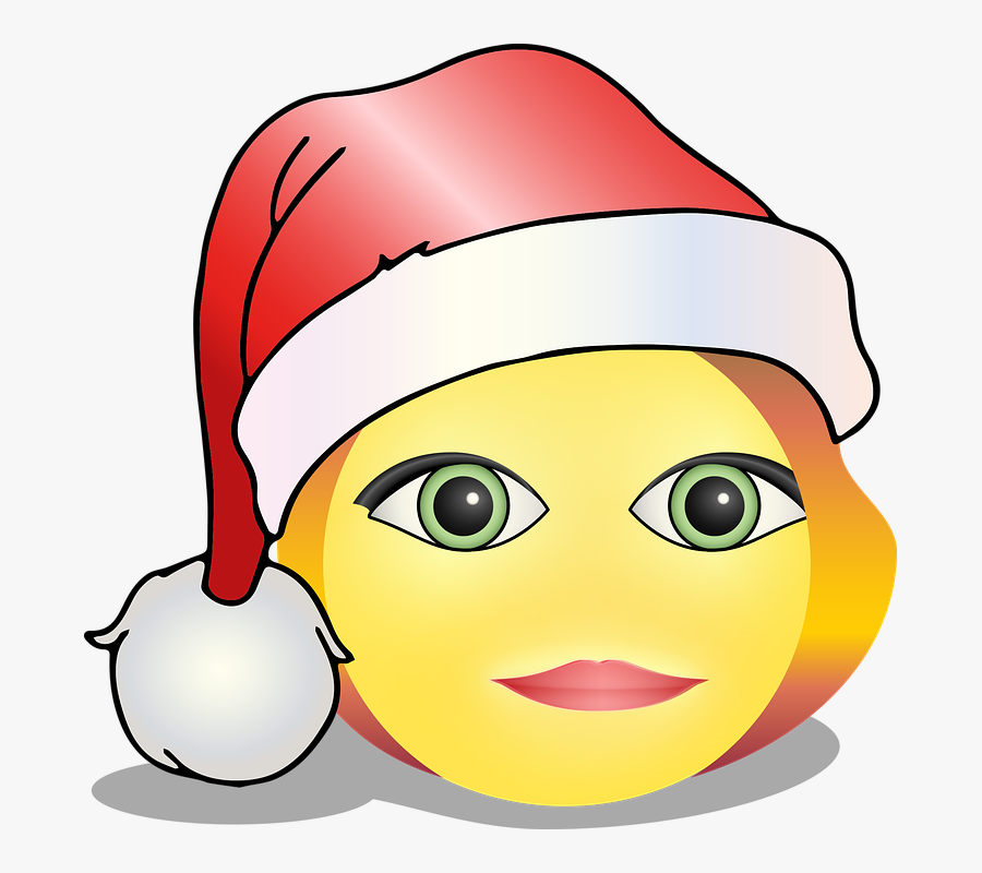 Smiley, Christmas, Santa Hat, Redhead, Laugh, Smile - Smileys Weihnachten, Transparent Clipart