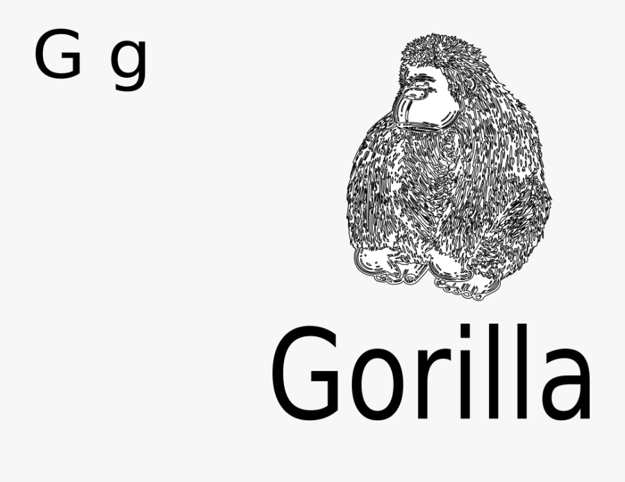 Net » Clip Art » G For Gorilla Black White Line Art - Gorilla G, Transparent Clipart