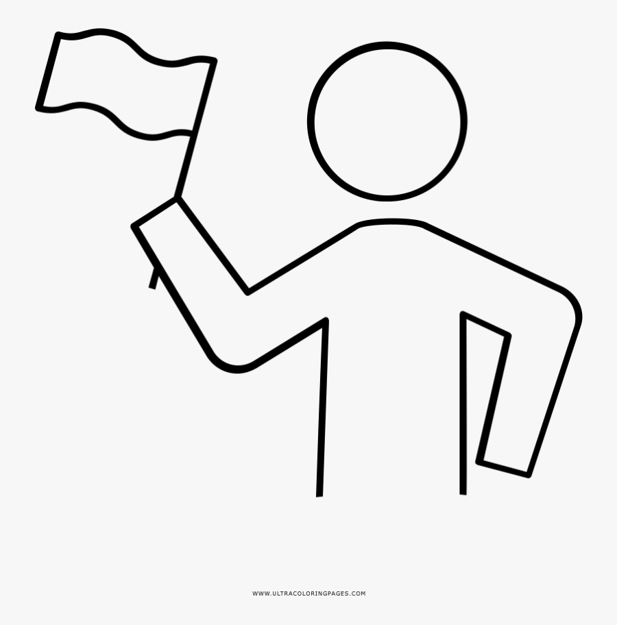 Waving Flag Coloring Page - Line Art, Transparent Clipart