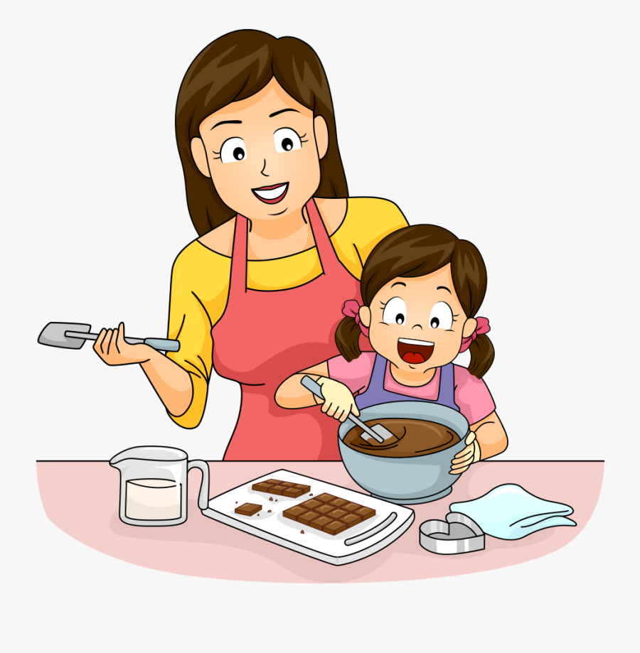 Mother Vector Cooking - Mother And Daughter Baking Clipart, Transparent Clipart