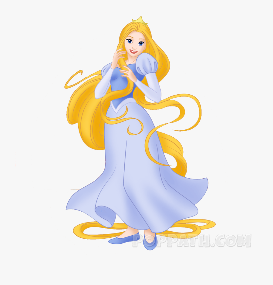 Clip Art Collection Of Free Princess - Princess With Long Hair Cartoon, Transparent Clipart