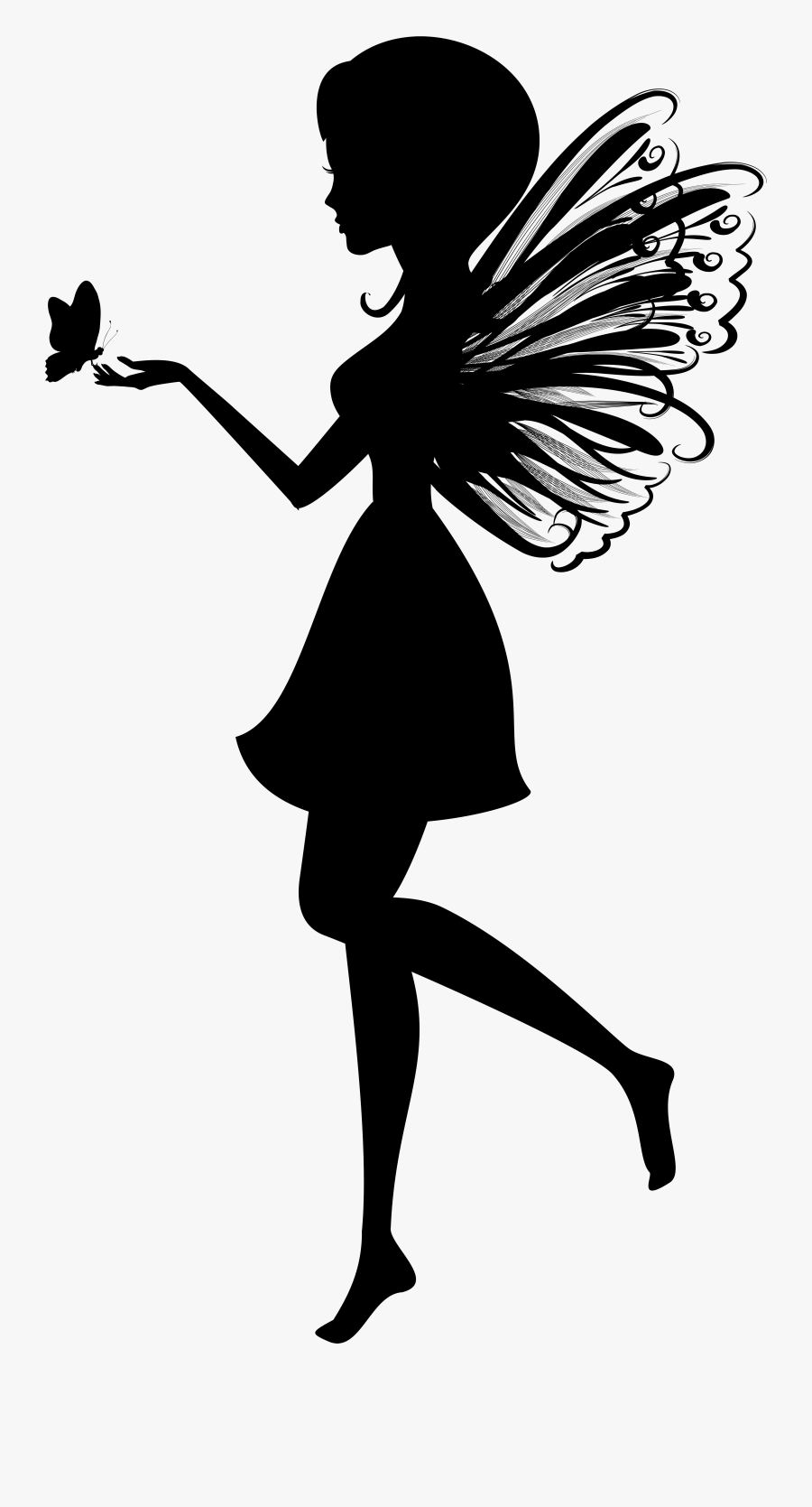 Fairy With Butterfly Silhouette Png Clip Art Image - Free Fairy Silhouette Png, Transparent Clipart