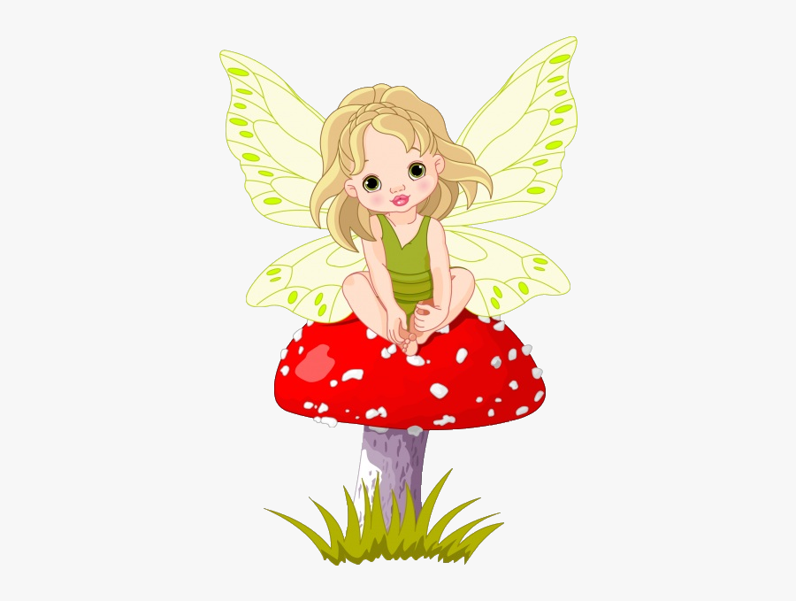 Fairy Clipart Nature - Fairies Sitting On Toadstools, Transparent Clipart