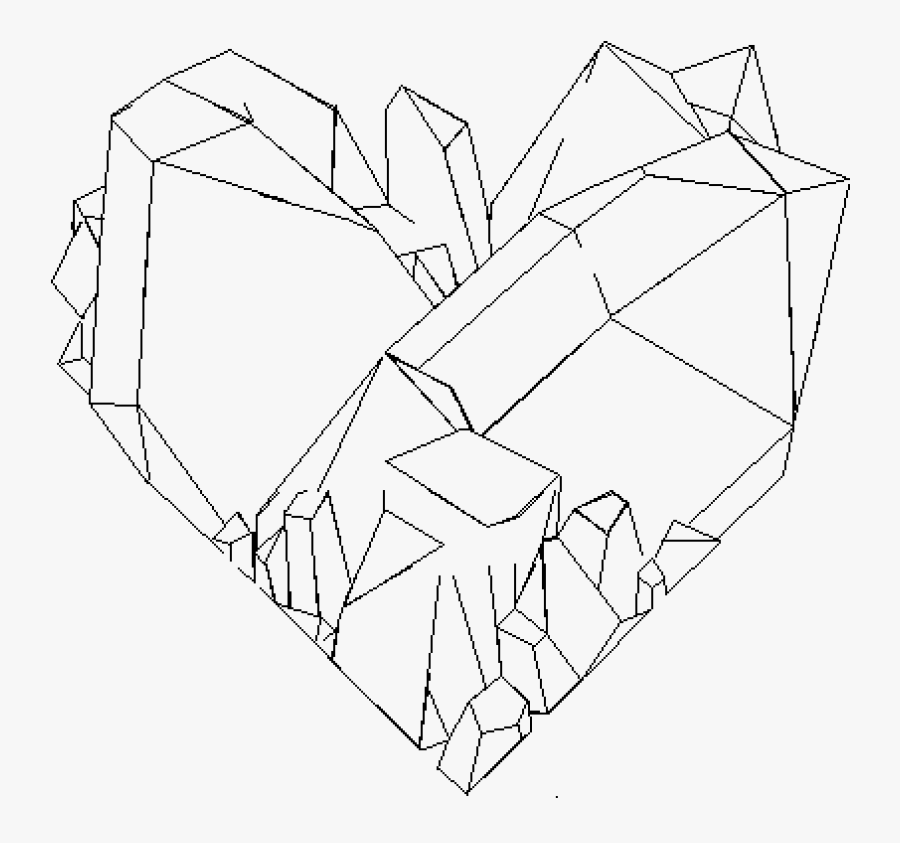Vector Crystal Line Drawing - Crystal Heart Drawing, Transparent Clipart