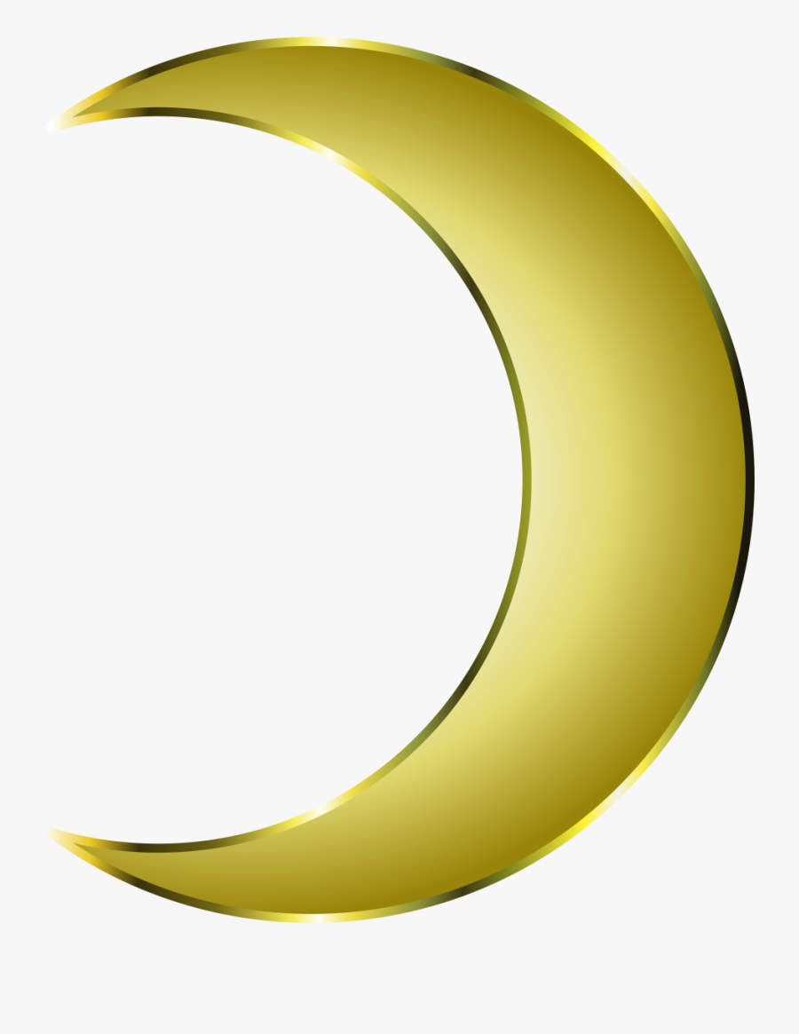 Golden Crescent Moon, Transparent Clipart