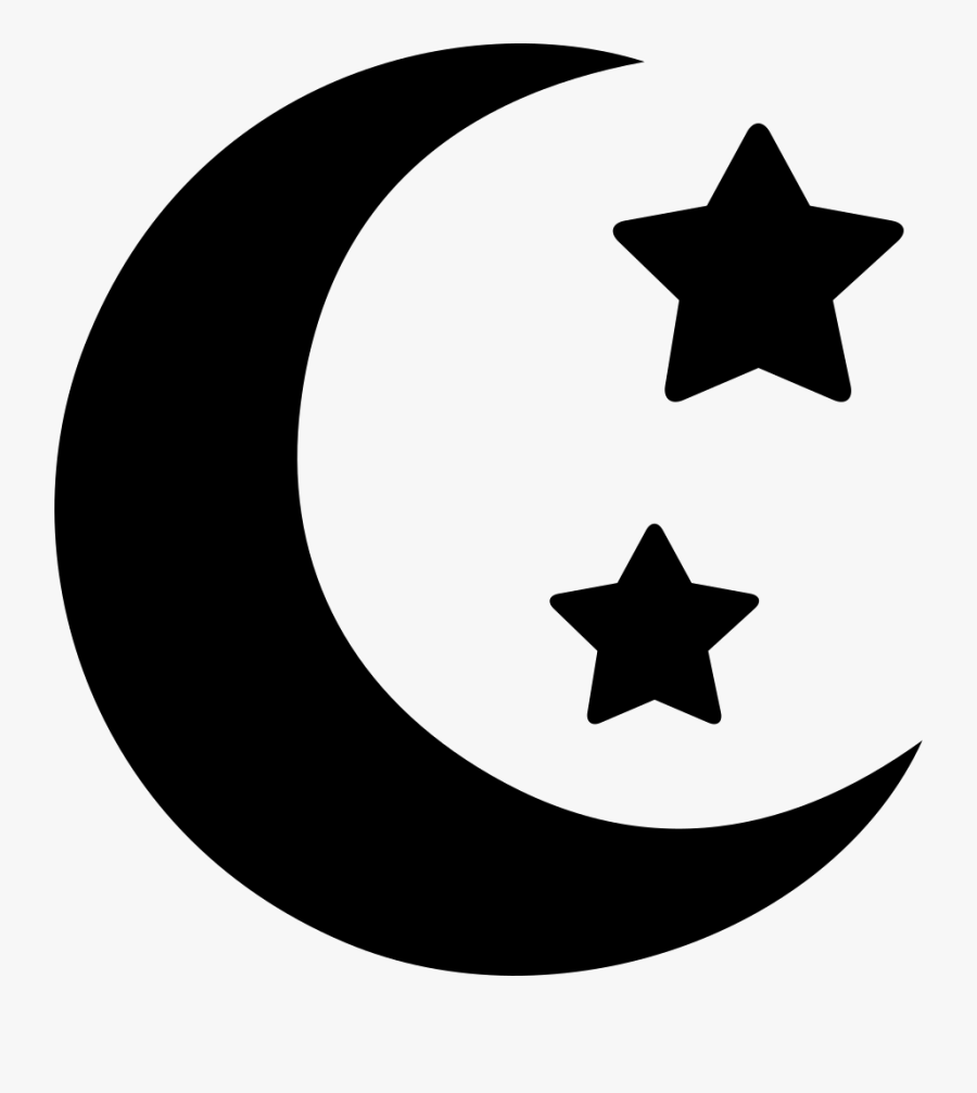 Crescent Moon Phase Shape With Two Stars - Moon And Stars Transparent Background, Transparent Clipart