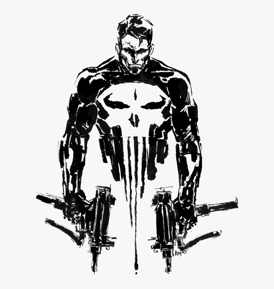 Punisher Png High-quality Image - Marvel Punisher Black And White, Transparent Clipart