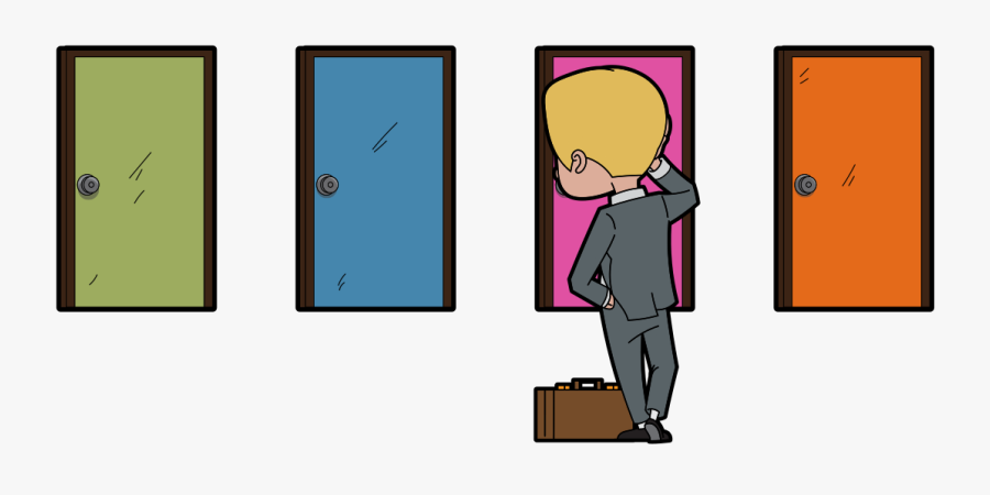 Career Change Cartoon With Multiple Doors - Clip Art Door Multiple Doors, Transparent Clipart