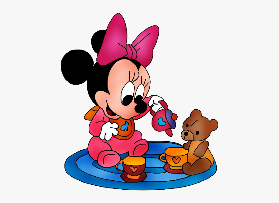 Minnie Mouse With Teddy Bear - Baby Minnie Mouse Png, Transparent Clipart