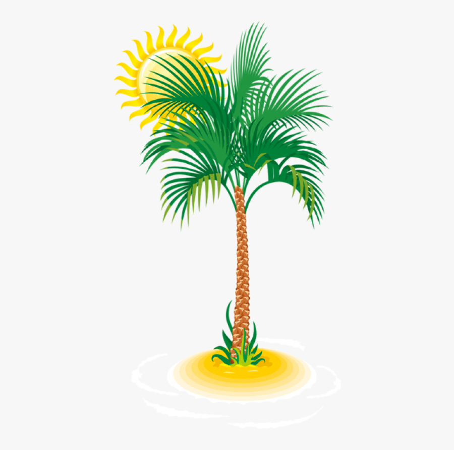 Palm Tree Clipart Png - Clip Art Palm Tree With Sun, Transparent Clipart