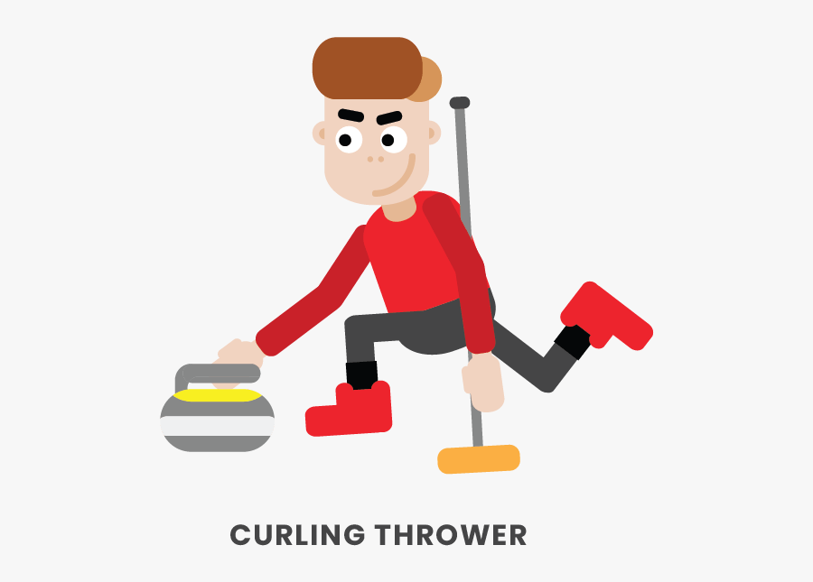 Curling Thrower - Cartoon, Transparent Clipart