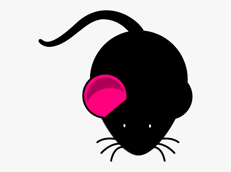 Black Mouse With Pink Ears, Transparent Clipart