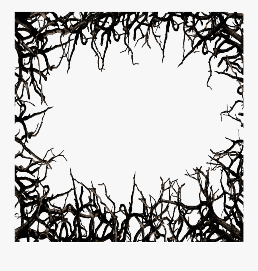 #mq #black #twigs #frame #frames #border #borders - Tree Branch Frame On Transparent Background, Transparent Clipart