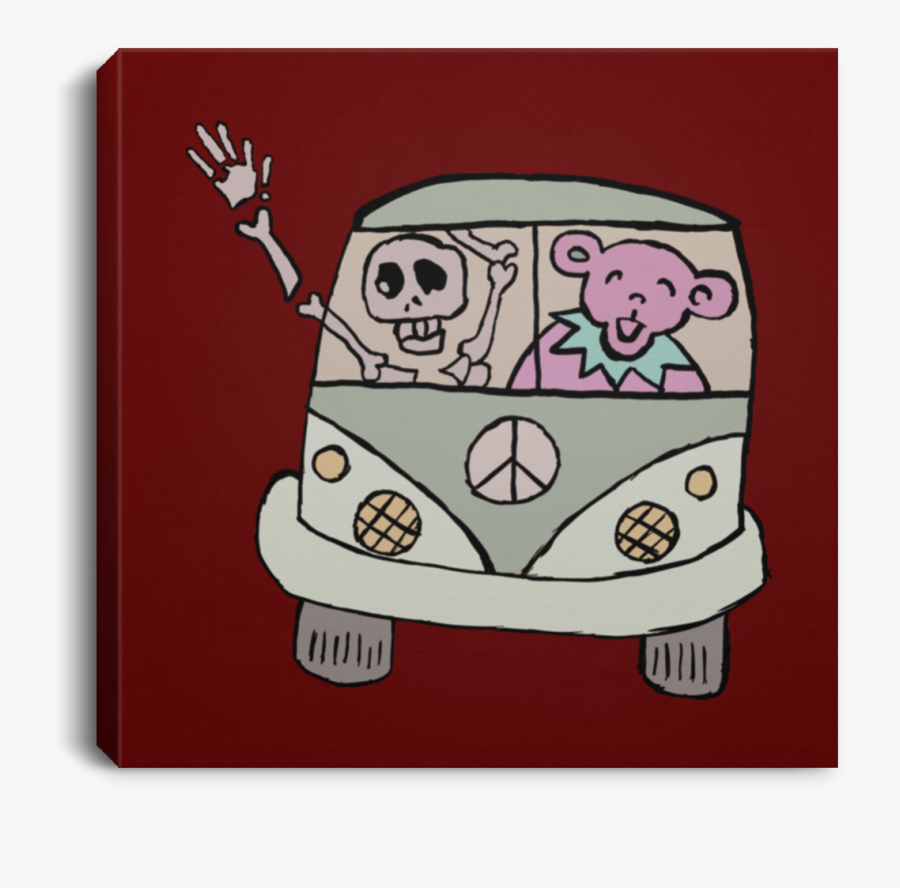 Vw Bus Touring Square Canvas - Cartoon, Transparent Clipart