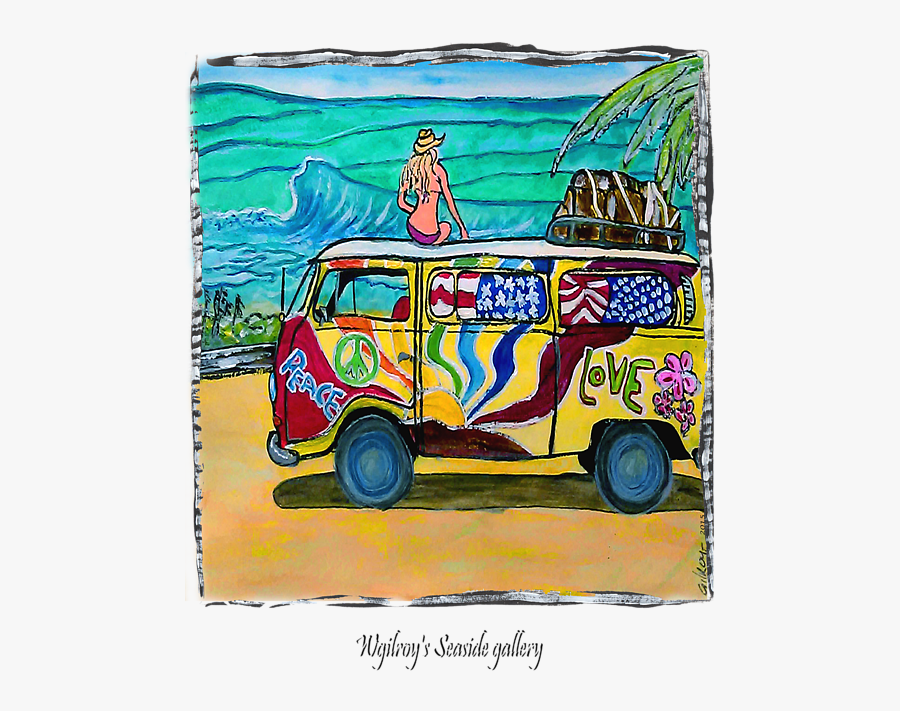 Vw Bus Surf Art, Transparent Clipart